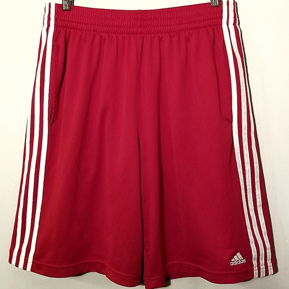 white adidas shorts with red stripes